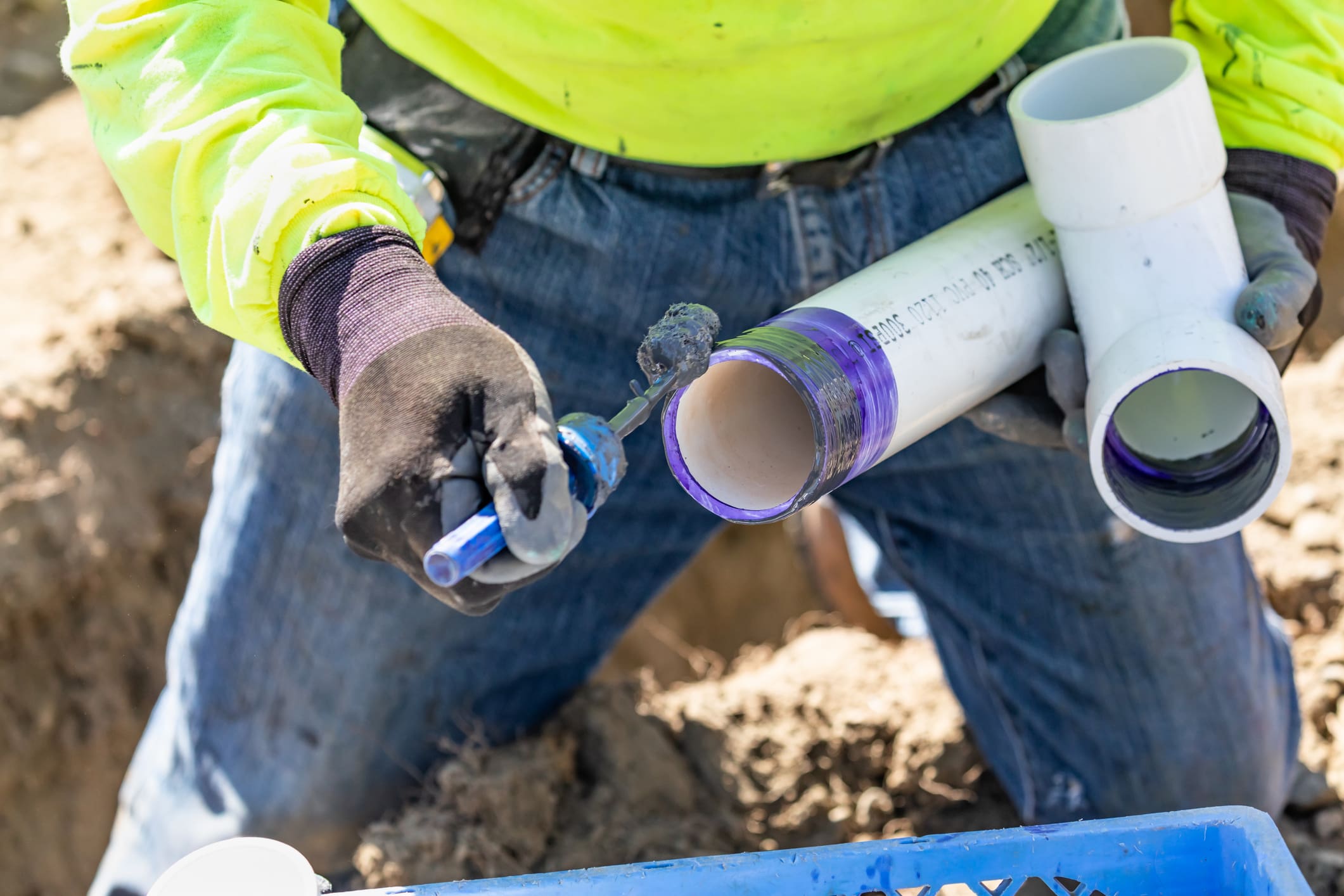 Plumbing work with PVC pipes